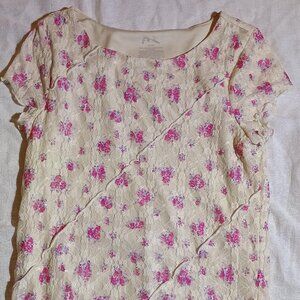 Art Class Girls XL 14 Pink Floral Layered Top Shortsleeve